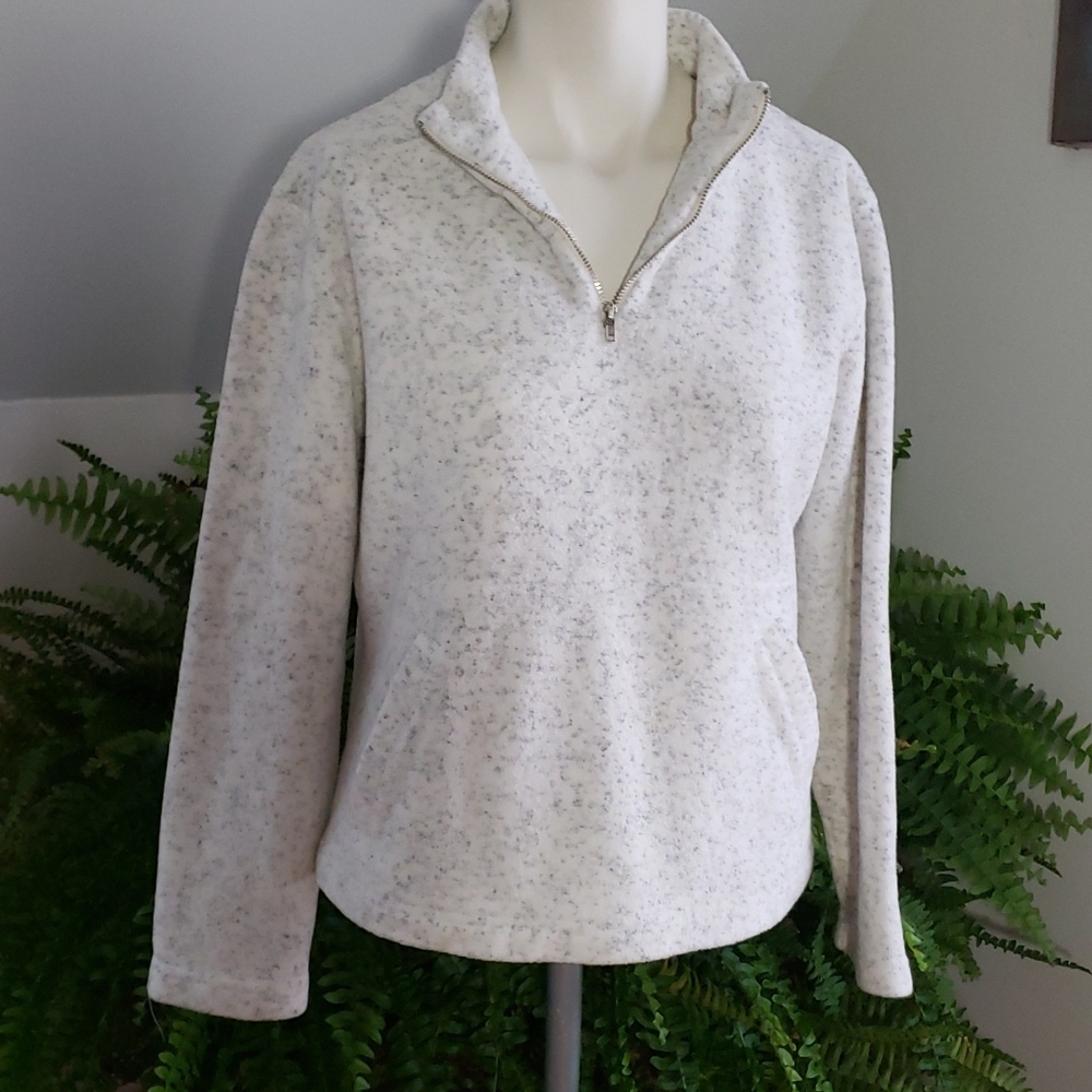 David Brooks Sherpa 1/4 Zip Pullover  in off white & gray marble.